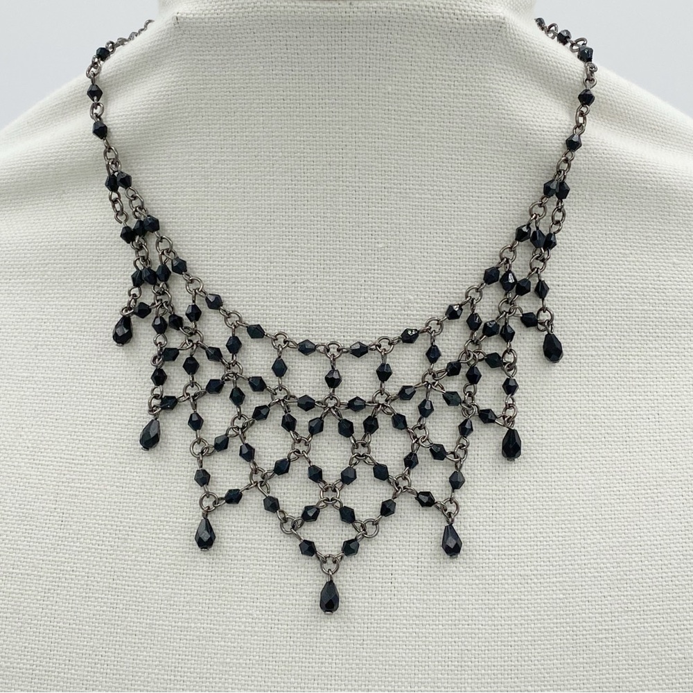Elegant Black Beaded Necklace